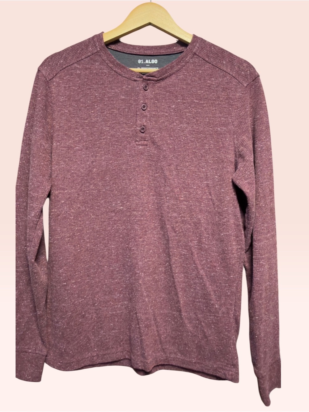 Men's Maroon Henley Long Sleeve Shirt